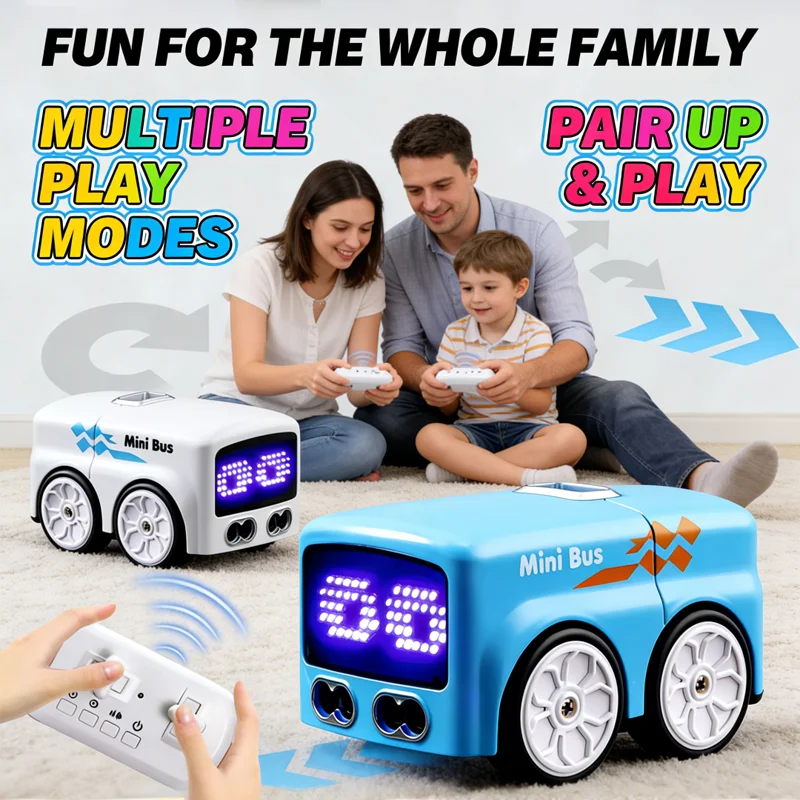 2026 NEW Magic RC Mini Bus Intelligent Remote Control Gesture Sensing Induction Follow Cartoon Car Smart Animation Vehicle Toys