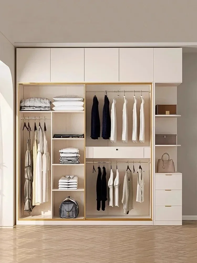 y9.3-   Honeycomb Panel Aluminum Alloy Sliding Door Wardrobe Simple Bedroom Lig Luxury Large Wardrobe