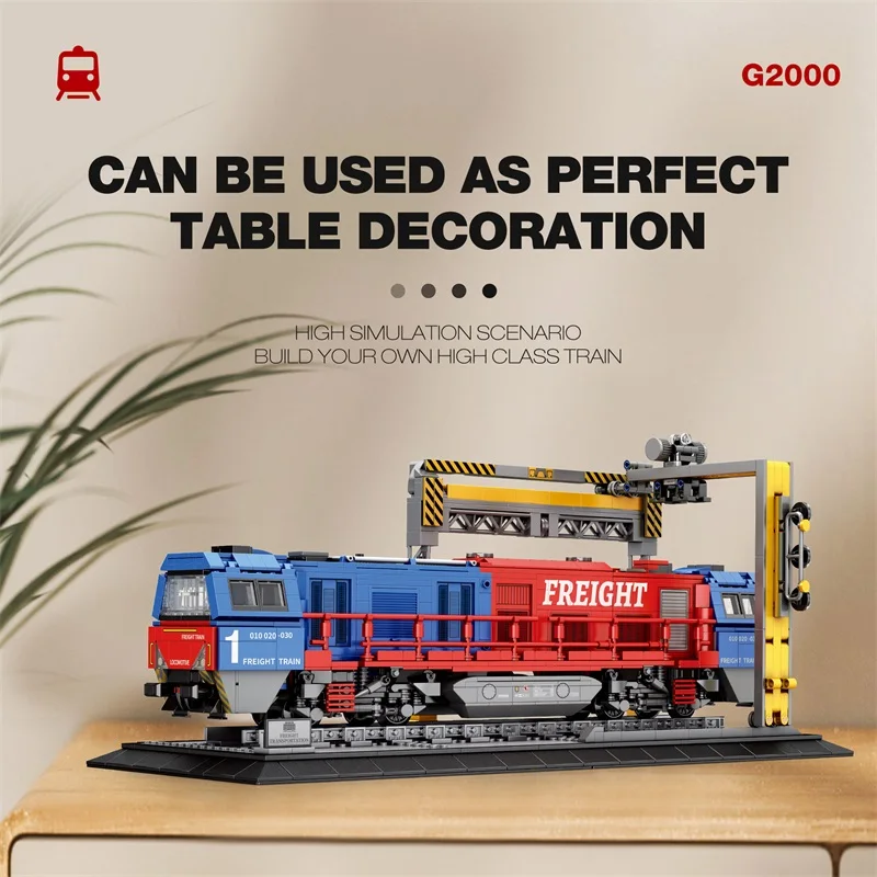 1980PCS City G2000 Freight Train Building Blocks New European Transporter Model Bricks Desktop Decoration Kids Toy Holiday Gifts