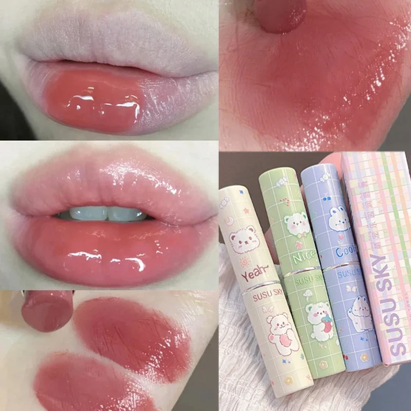 Bálsamo labial de gelatina de color rojo cereza antiadherente, taza de lápiz labial de melocotón, hidratante, reparación, antigrietas, cuidado de los labios, Cosméticos de maquillaje