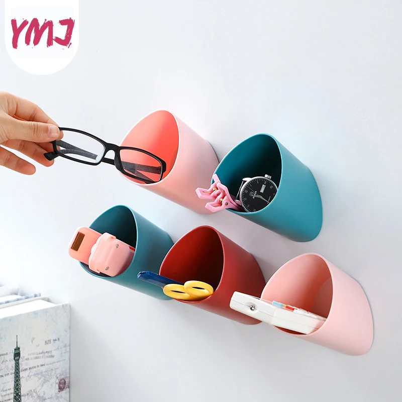 Punch free Wall Mount Storage Rack Small Shelf Remote Control Air Conditioner Storage Case Phone Holder Container Bath Kitchen