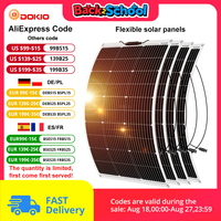 DOKIO 4PCS 100W solar panel 18V monocrystalline flexible panels suitable for camping, RV installation can charge 12V batteries