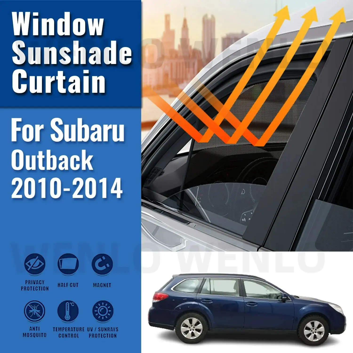 

For Subaru Outback BR 2010-2014 Magnetic Car Sunshade Shield Front Windshield Frame Curtain Rear Side Window Sun Shades