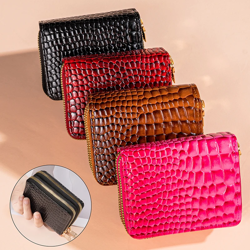 

PU Double Zipper Coin Purse Multi-card Bit Credit Card Holder Women Wallet Cardbag Key Bag