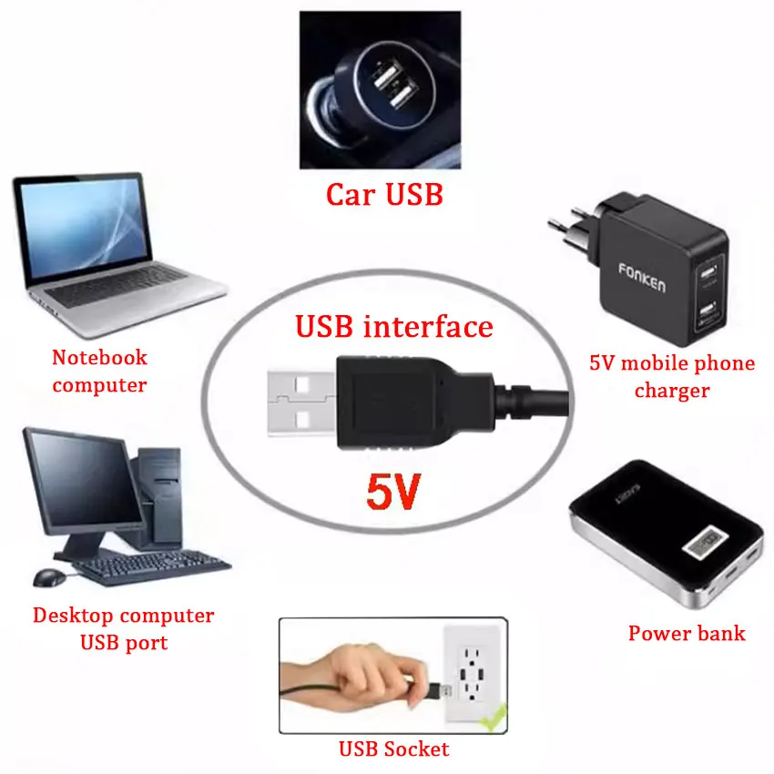 Nuevo Cable de alimentación de interruptor de 5V, Cable de conexión USB macho a 2 núcleos de 1,5 M, botón 501 ON OFF 2A para lámpara de tira LED, bombilla DIY