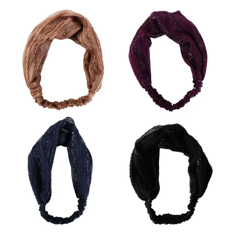 

Hoop Non Slip Shiny Stripe Sequin Elastic Hair Band Shiny Cloth Mesh Hairbands Women Headband Wide Hair Band Korean Headwear