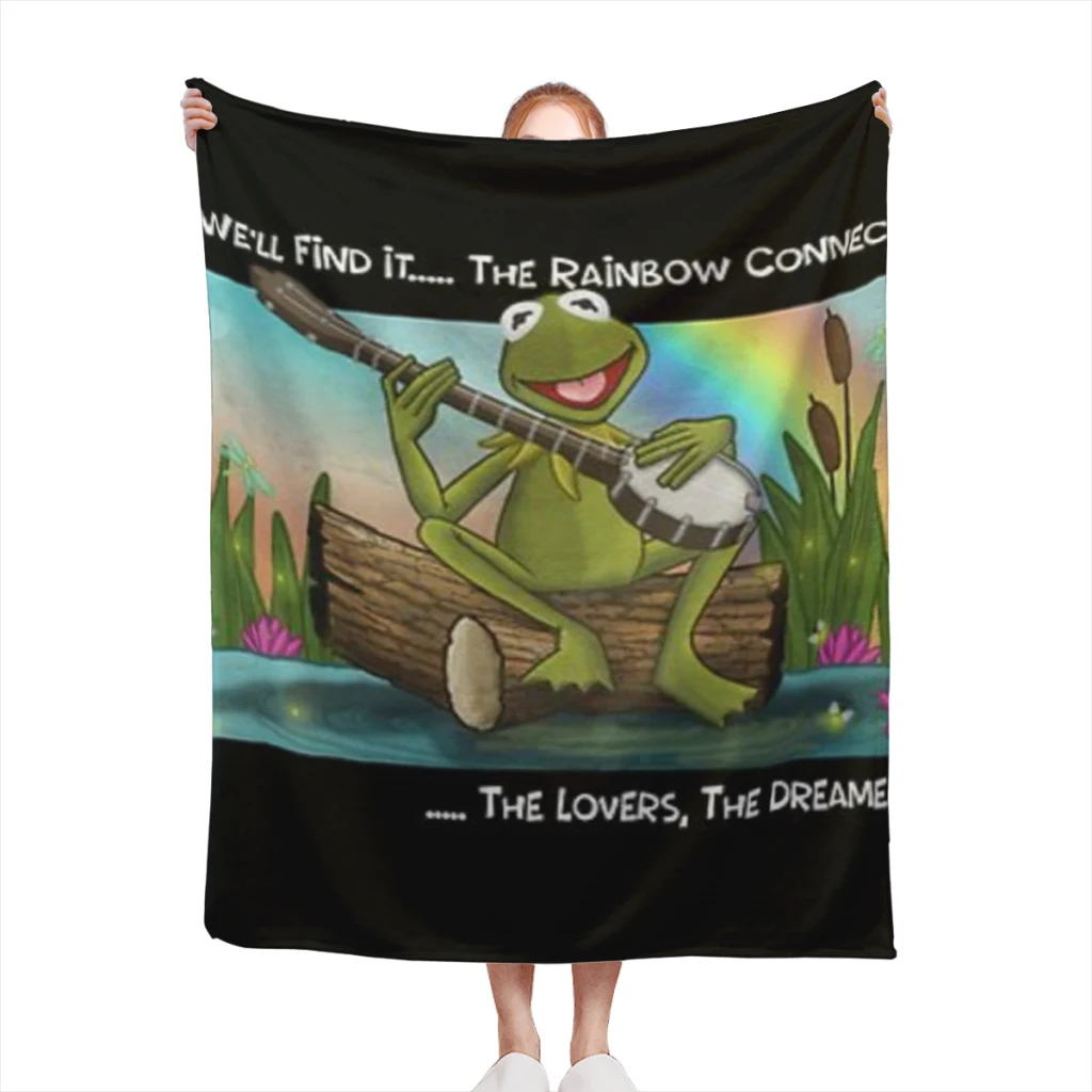 Kermit The Frog Rainbow Connection Medium Blanket Soft comforter sets throw for Couch Warm Flannel Blankets Bedroom Décor