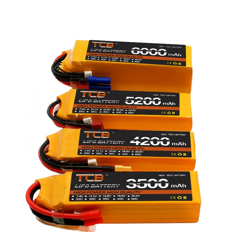 TCB 2S 3S 5S 4S 6S Lipo Battery 3000 4000mah 5000mah 6000mah 7.4V 11.1V 14.8V 18.5V 22.2V 50C 60C XT60 Deans EC5 FPV Airplanes