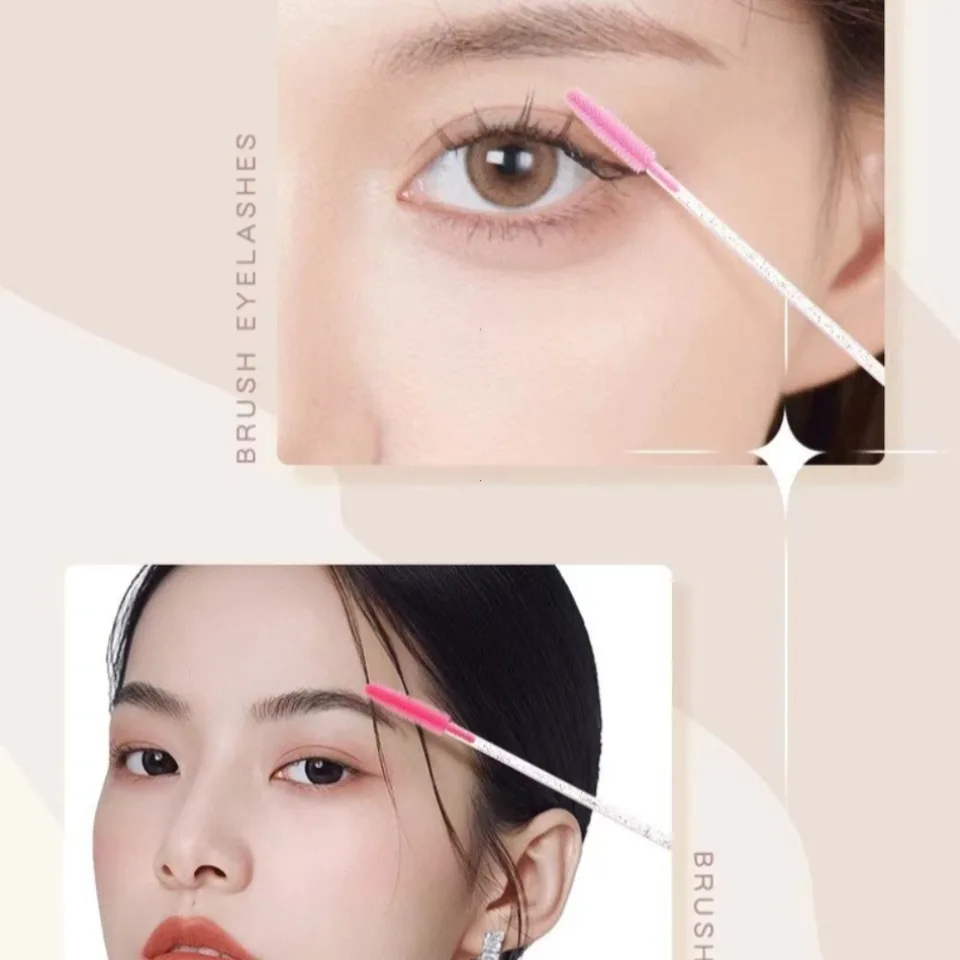 50 Piezas Cepillo de Silicona de Cristal para Pestañas, Cepillos de Maquillaje, Peine de Cejas, Espiral para Extensión de Pestañas, Herramienta de Microcepillo 6