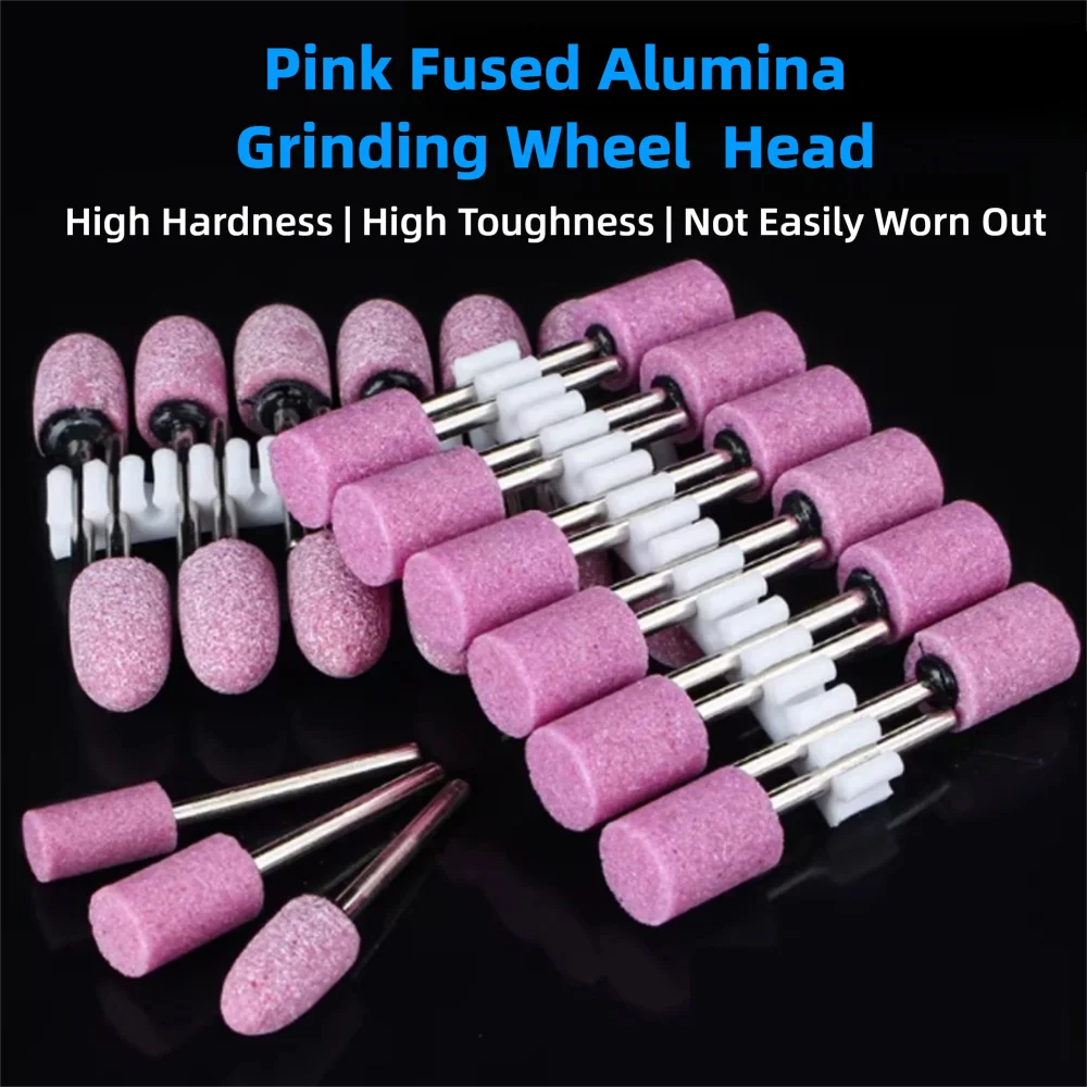 

Pink Fused Alumina Head Emery Sharpener Composite Resin Polishing Wheel Stone Process Rubber For Ceramic Wood Metal Grinder Tool