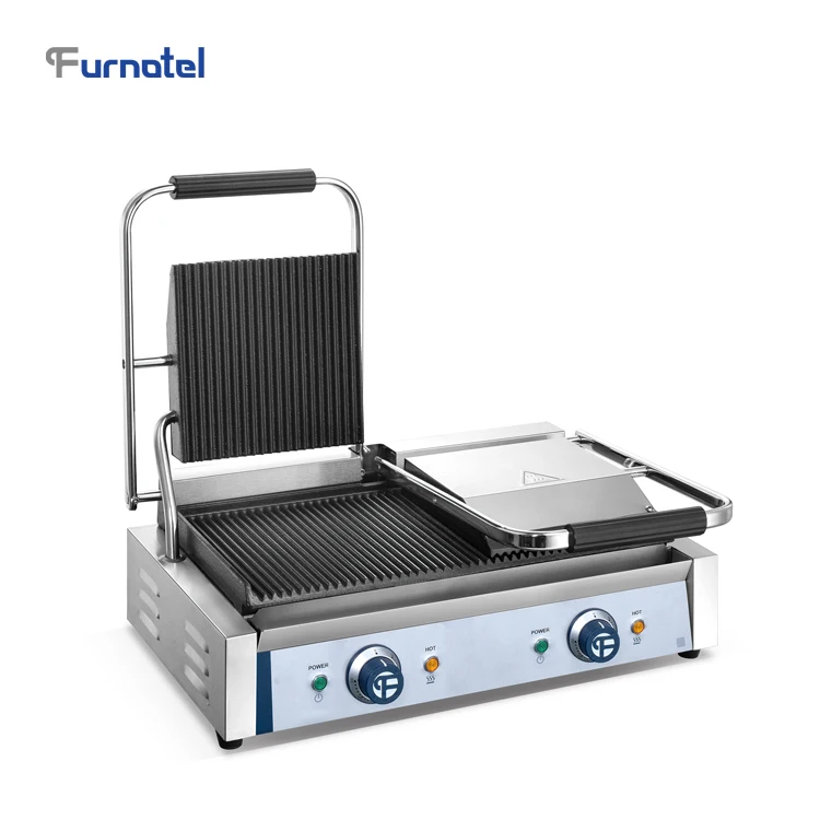 Parrilla de contacto, placa doble para desayuno, cafetería, Panini Grill, sándwiches eléctricos