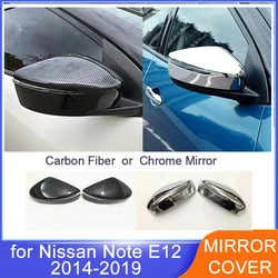 for Nissan Note E12 2014~2019 Hatchback Side Door Rear View Mirror Exterior Cover Trim Sticker ABS Carbon Rearview Accessories