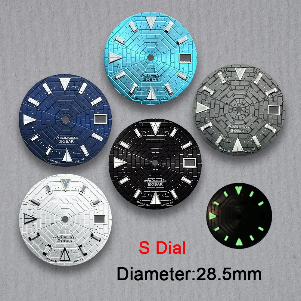 28.5mm S Logo NH35 Dial Sunray Spider Web Dial Suitable For NH35/NH36/4R/7S Movement Fit 3/3.8 o'clock Crown Watch Accessories