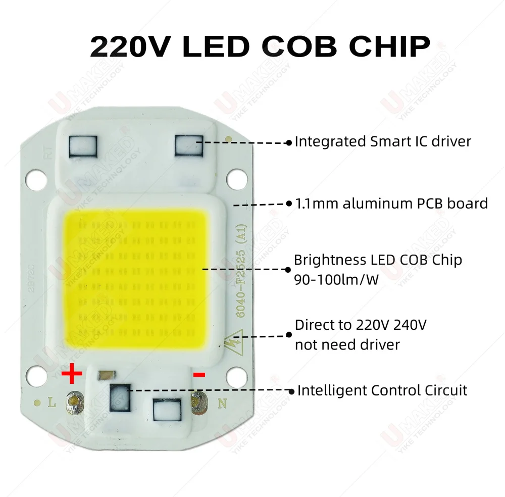 1pc White Led COB lamps Bead 10W 20W 30W 50W AC220V Smart IC No Need Driver DIY Flood light Led Bulb Spotlight Outdoor Chip Lamp
