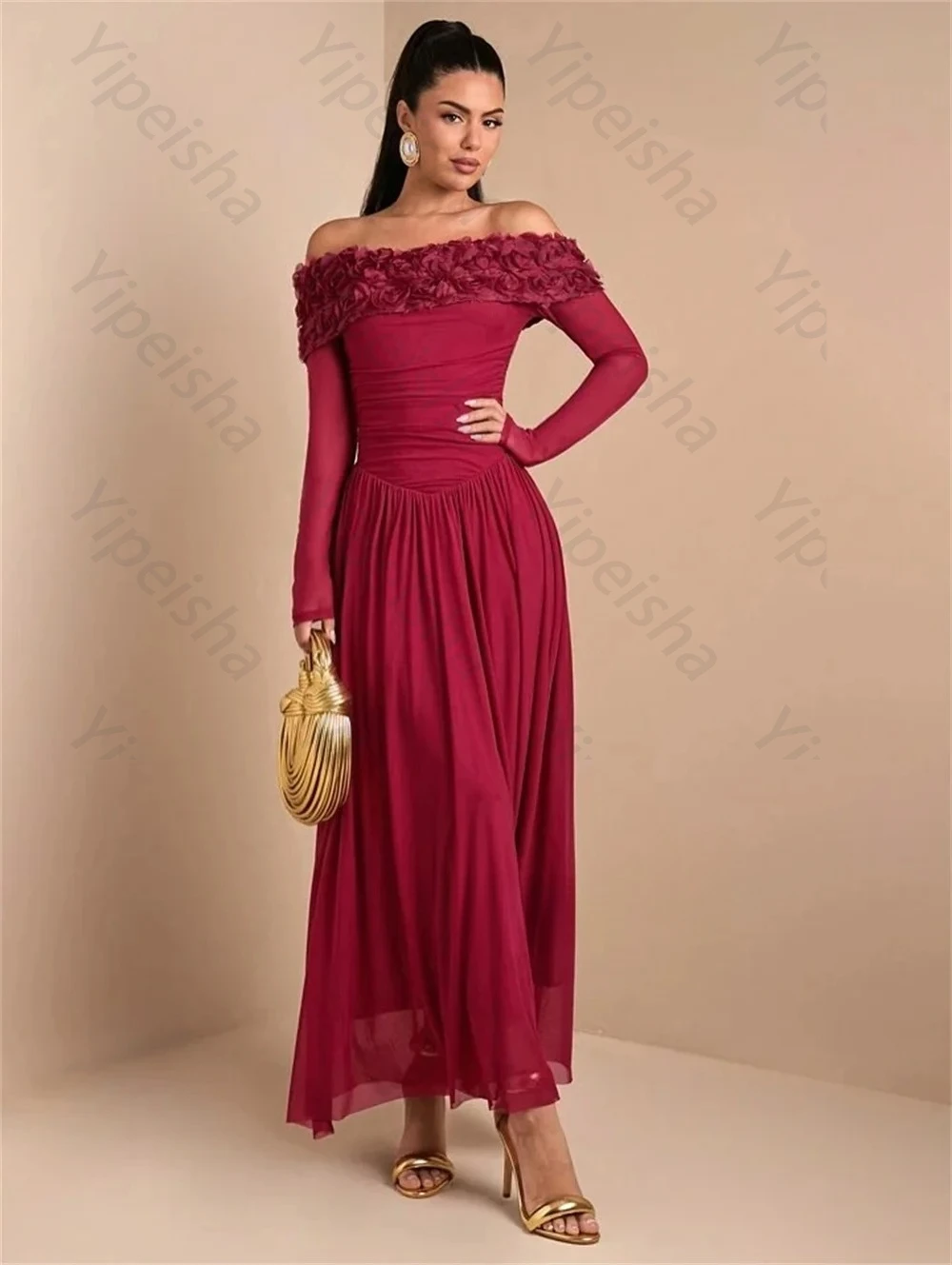 High Quality Customized Chiffon Applique Flower Off-the-shoulder Dresses Bespoke Occasion Simple Elegant Sizes Available Party