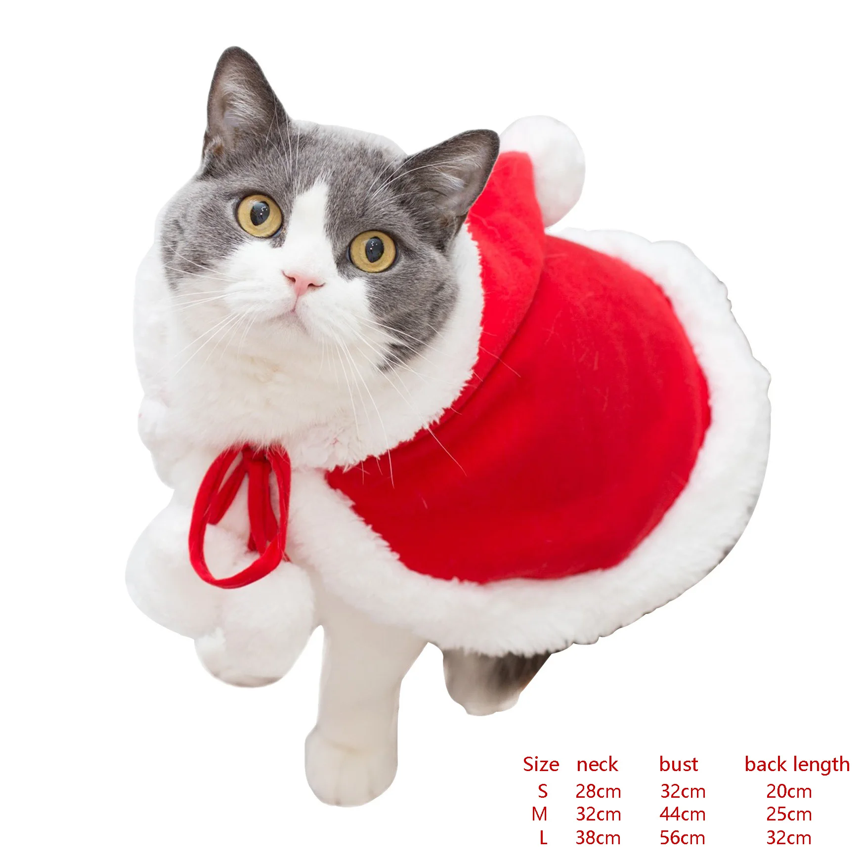 Cute Dog Cat Pet New Year Christmas Red Cloak Costume Decoration Gift PT71