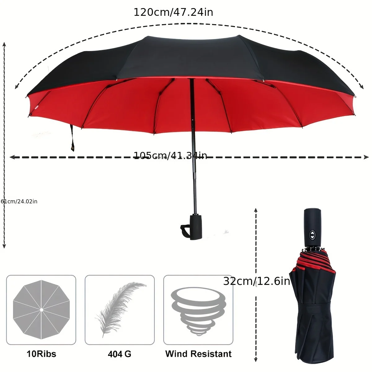 Unbreakable Windproof Automatic Umbrella - Fashion-Forward Design with 10-Rib Frame, Extra Large Sun & Rain Protection, Seamless