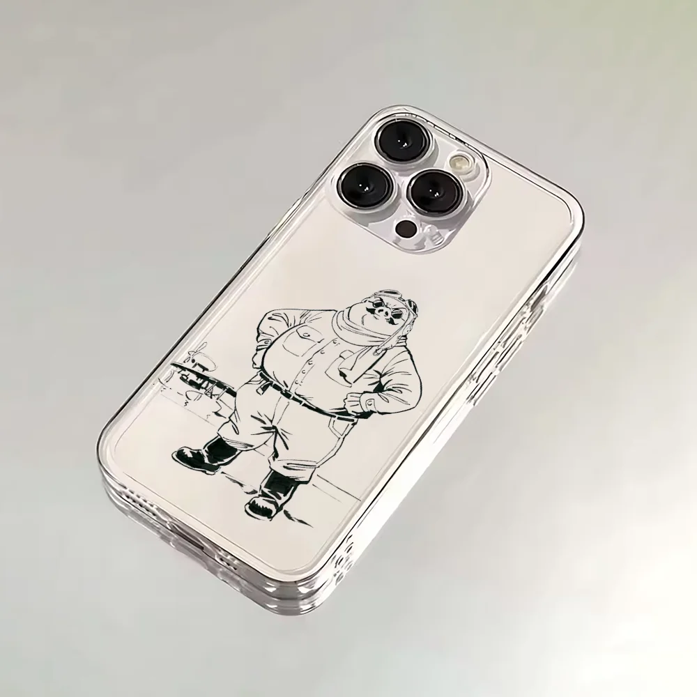 حافظة هاتف على شكل خنزير أحمر رائع من كارتون لاين لهاتف آيفون 16,15,14,13,12,11 Plus,Pro,Max,XR,XS,Plus,E,غطاء ناعم شفاف صغير