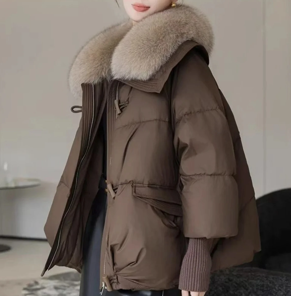 Cappotto Parka allentato coreano nuovo corto invernale da donna Capispalla da donna Cappotto ispessito con collo in pelliccia grande casual