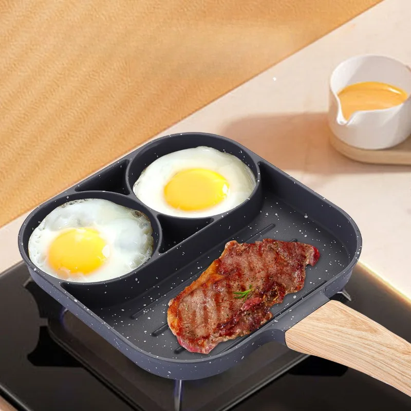

New Products Four Hole Frying Pan Flat Bottomed Non Stick Egg Dumpling Pot Breakfast Egg Burger Frying Pan Gift Pot