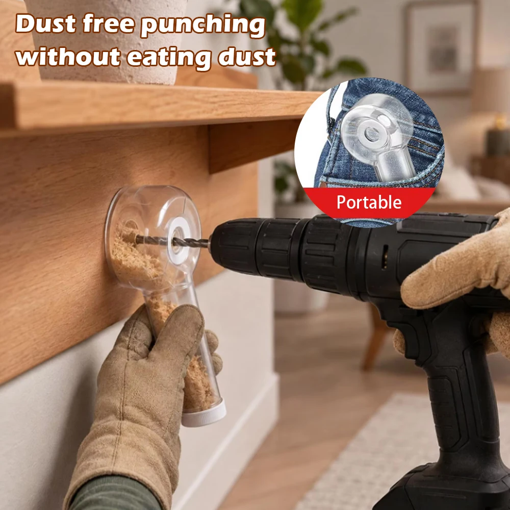 2 in 1 Drill Dust Collector & Bit Storage, Rotating Tilt Dust Collection Box for Power Drill, Large Capacity Sealed Dust Catcher
