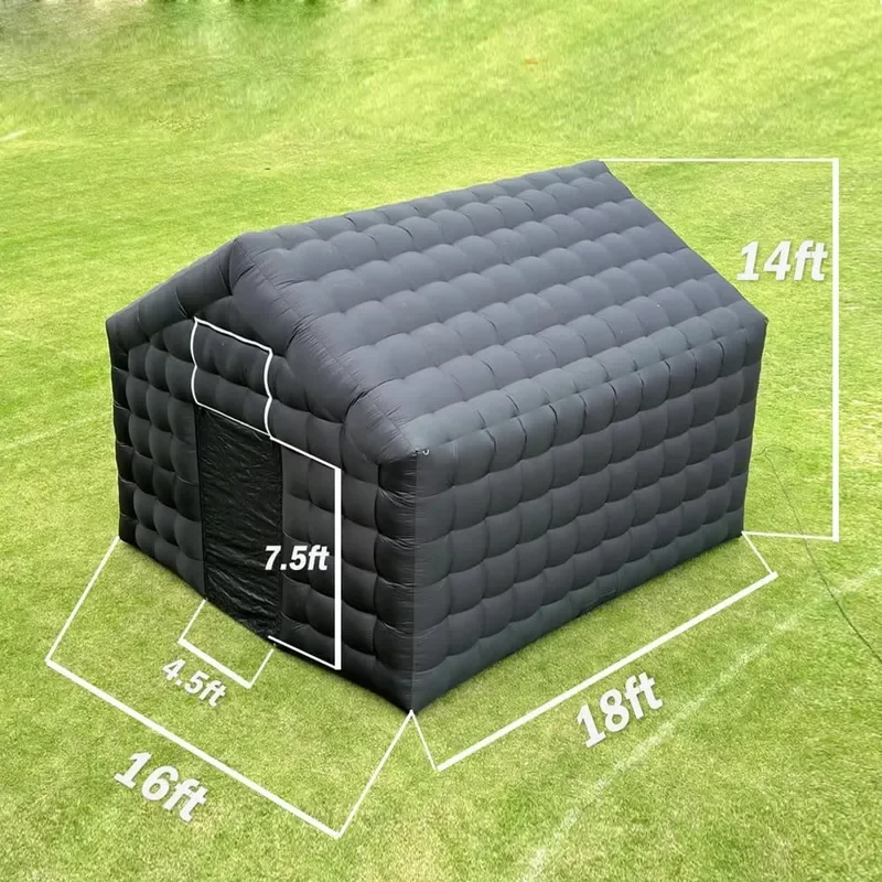 Grande tenda gonfiabile nera per night club, tenda per matrimoni, gazebo quadrato, sala eventi, grande padiglione portatile mobile per feste per cortile