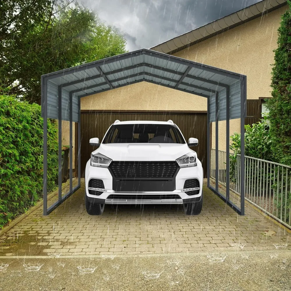 

10x15 Ft Metal Carport,Heavy Duty Car Port with Galvanized Steel Roof,Outdoor Car Garage,Large Carport Canopy, Steel Car Shelter