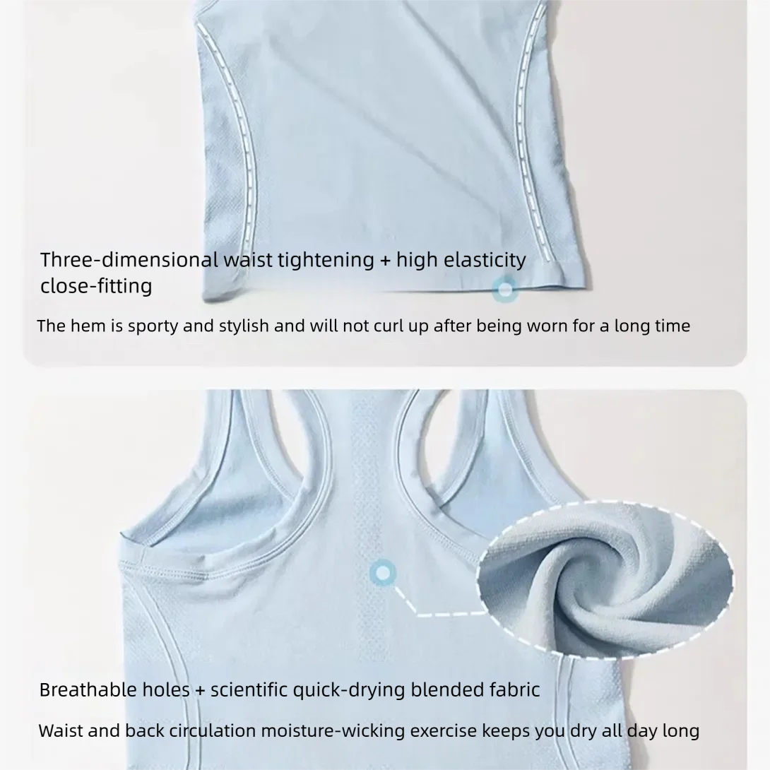 Sportliche Damen-Yoga-Top mit Racerback, schnelltrocknend, einlagig, schmal geschnitten, elastisch, Fitness-Oberteil, ohne integrierten BH, ideal für Pilates-Training. – Detail 3