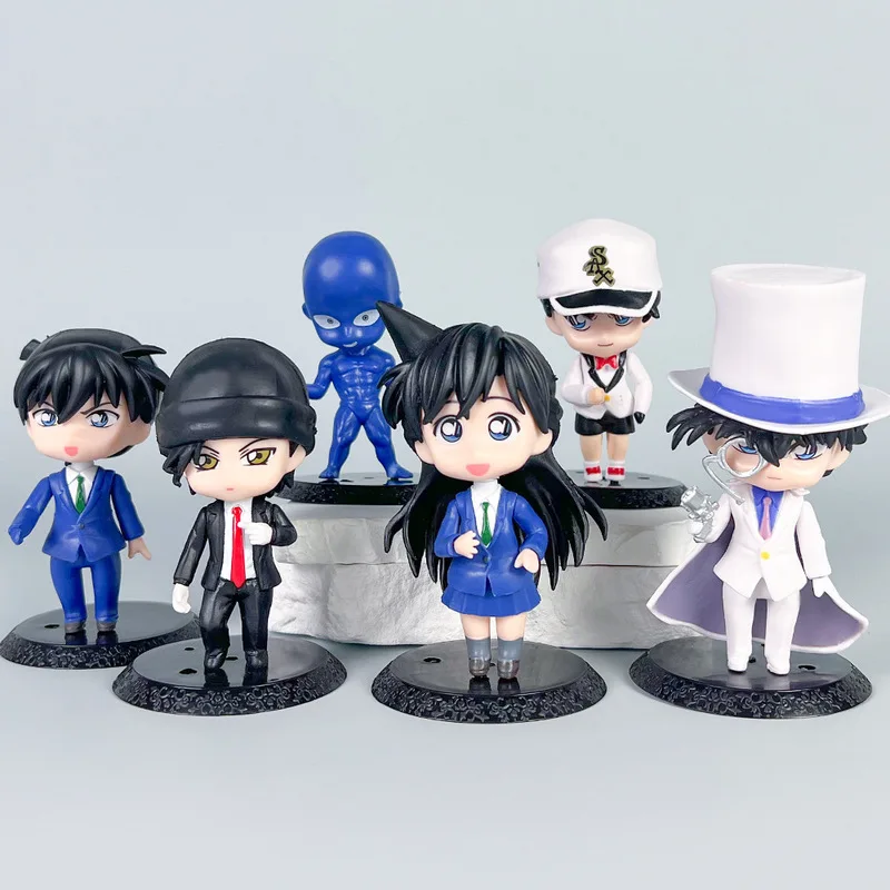 Detective Conan Figure Anime Kawaii 6 Pcs/Set 11cm Ran Jimmy Kudo Heiji Shuichi Kuroba Kaito Q Ver Kid Toy Doll Model Decor Gift