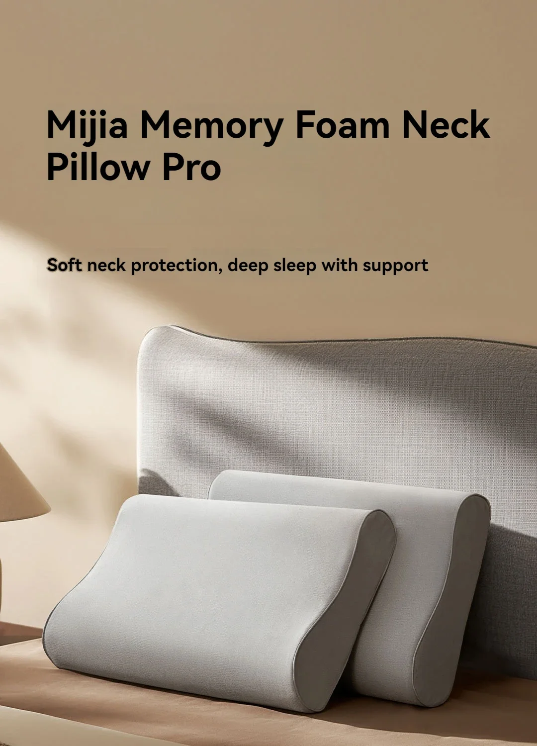 Mijia Memory Cotton Neck Pillow Pro Soft Breathable Antibacterial Strong Support 9cm 11cm High Low Curve Seamless Fit Household