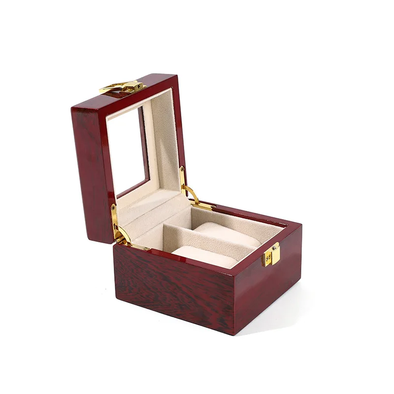 Изысканная деревянная шкатулка для часов с 2 слотами, шкатулка для драгоценностей в китайском стиле, шкатулка для часов, раскладушка, шкатулка для драгоценностей, красная высококачественная деревянная шкатулка с мармеладом