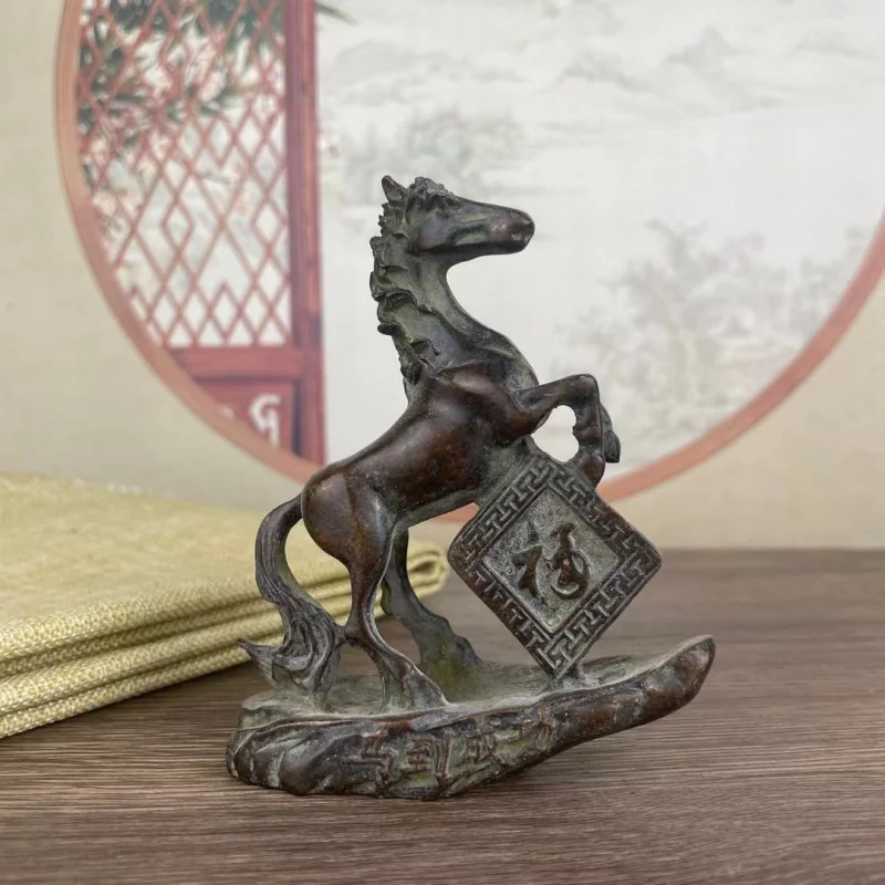 Antique Bronze Collection Win Instant Success Fu Character Horse Copper Ornaments Antique Crafts Decoration Home Office Living R