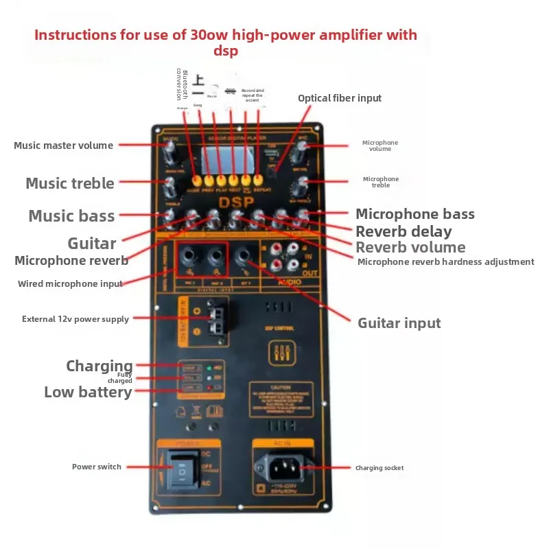 Shanshui with DSP12V Battery High Power 300W Square Dance Bluetooth Power Amplifier Board Portable Tie Rod Mobile Speaker