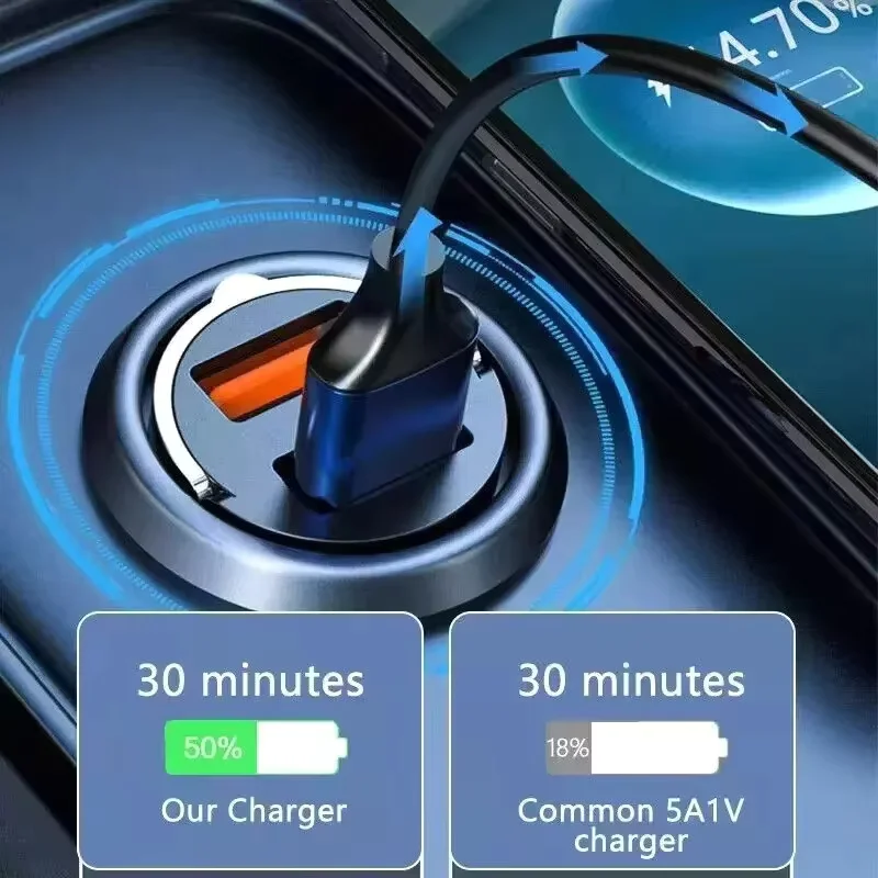 Mini 100W PD QC Pull Ring Fast Charging Car Charger USB C Car Phone Charger Adapter For iPhone Xiaomi Samsung Huawei