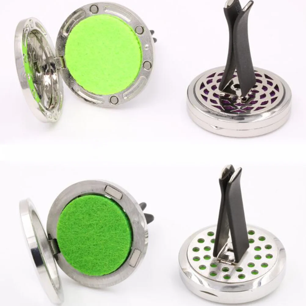 

2Pcs Car Air Freshener Aromatherapy Diffuser Clip Elegant Round Design Easy Install Mini Vent Freshener Random Color Felt Pads