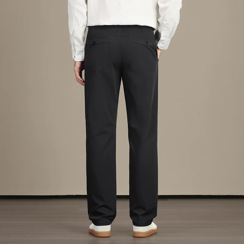 Autumn New Straight Loose High Waisted Men's Pants 100% Polyester Fiber Classic Basic Color Business Casual Korean Trousers