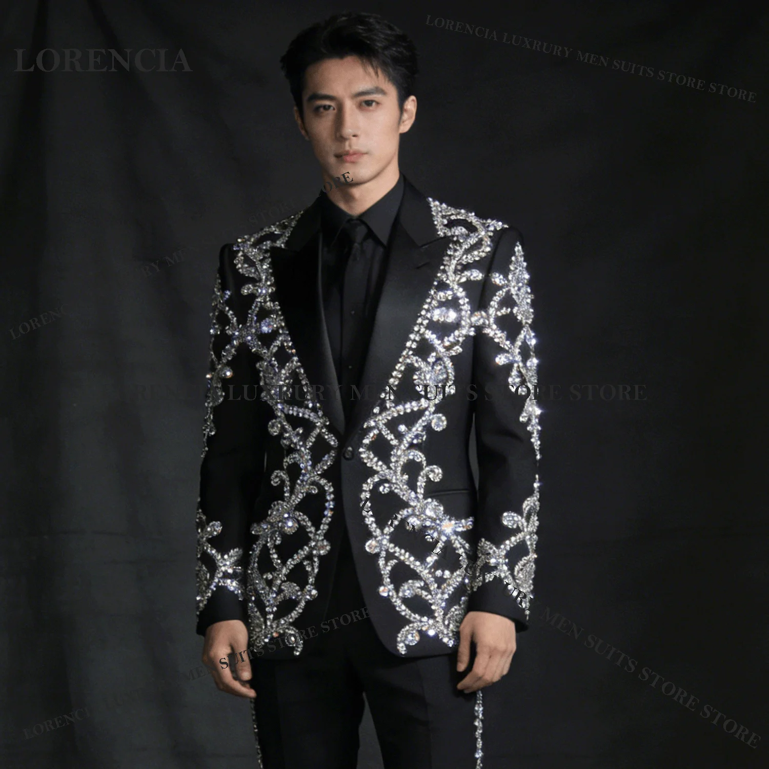 

Модные мужские костюмы с ромбовидным дизайном, свадебные изысканные смокинги, блестящие тонкие костюмы на заказ, Ropa hombre, комплекты из 2 предметов, мужские пиджаки для жениха