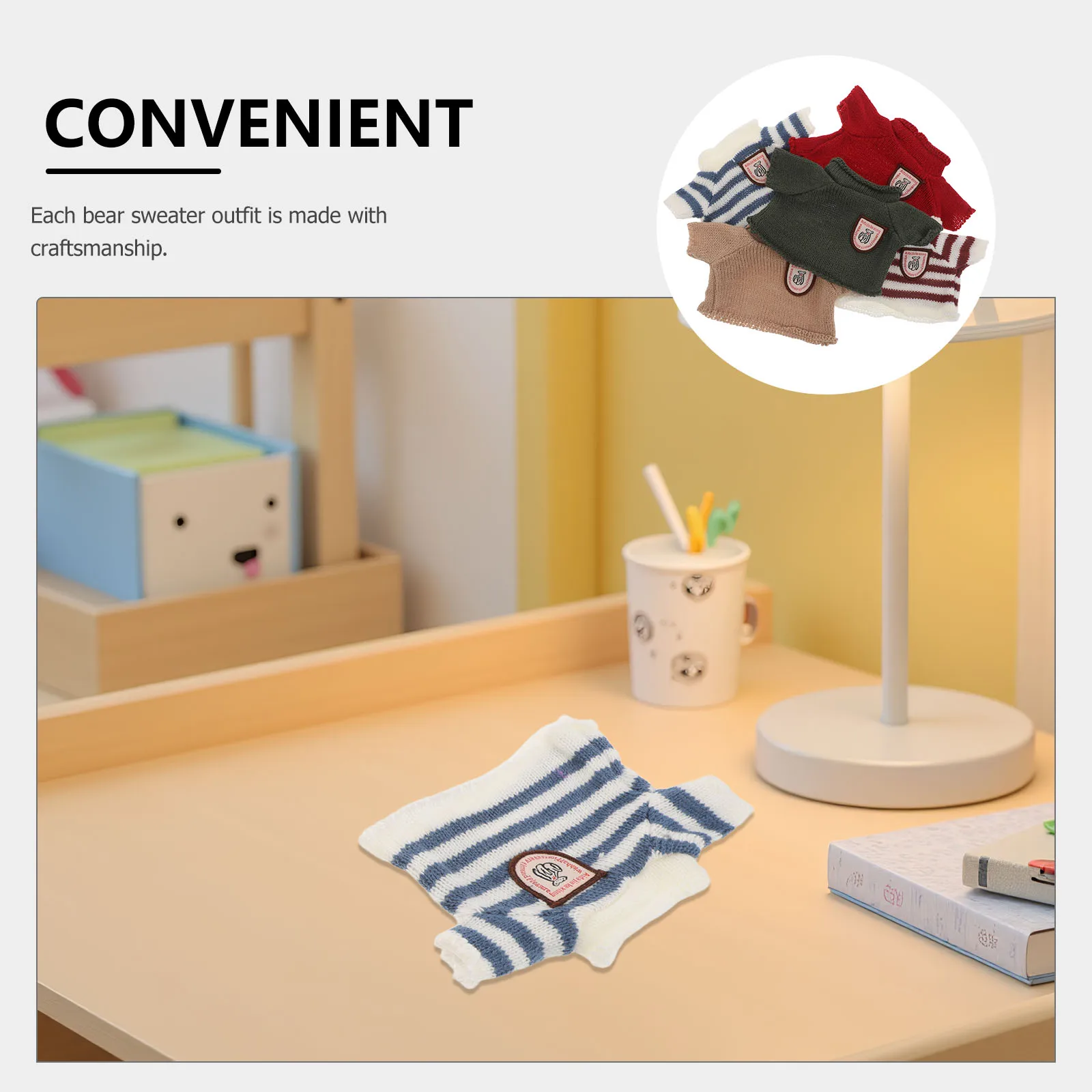 Pull ours tricoté, 5 pièces, tenues pour 30Cm, accessoires faits à la main, vêtements d'animaux en peluche doux, bricolage, cadeau de jeu, vêtements ours