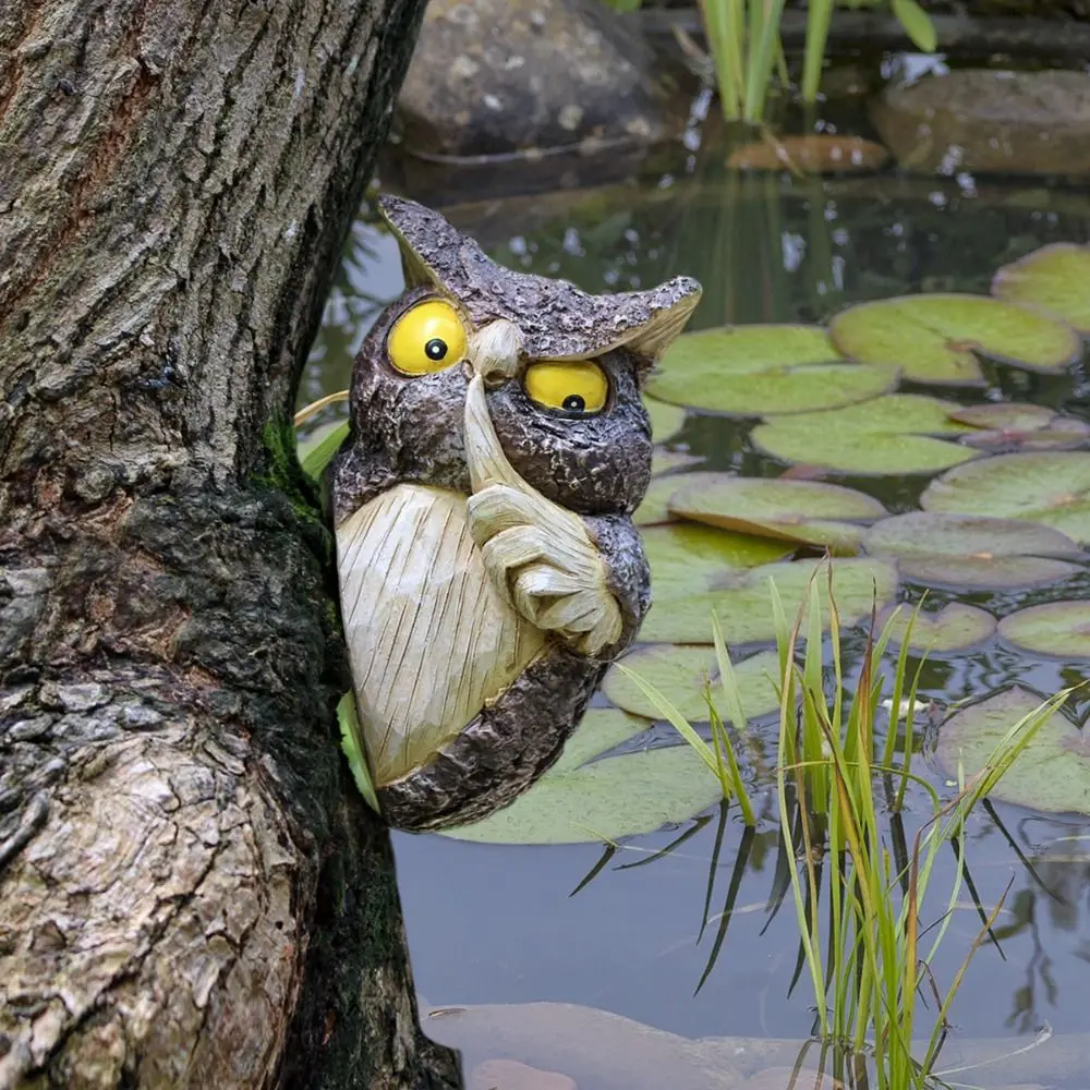 

Creative Resin Owl Tree Hanging Personified Simulated Animal Ornaments Statue Waterproof Cute Tree Decorations Pendant Courtyard