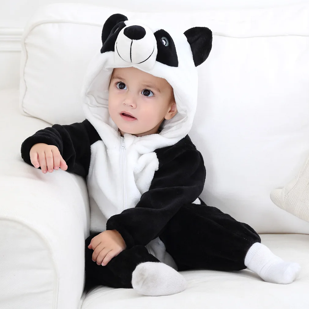 Baby Rompers Winter Warm Coral Fleece Newborn Baby Girl Clothes Cartoon Rabbit Coats Infant Jumpsuit Animal Overalls Pajamas