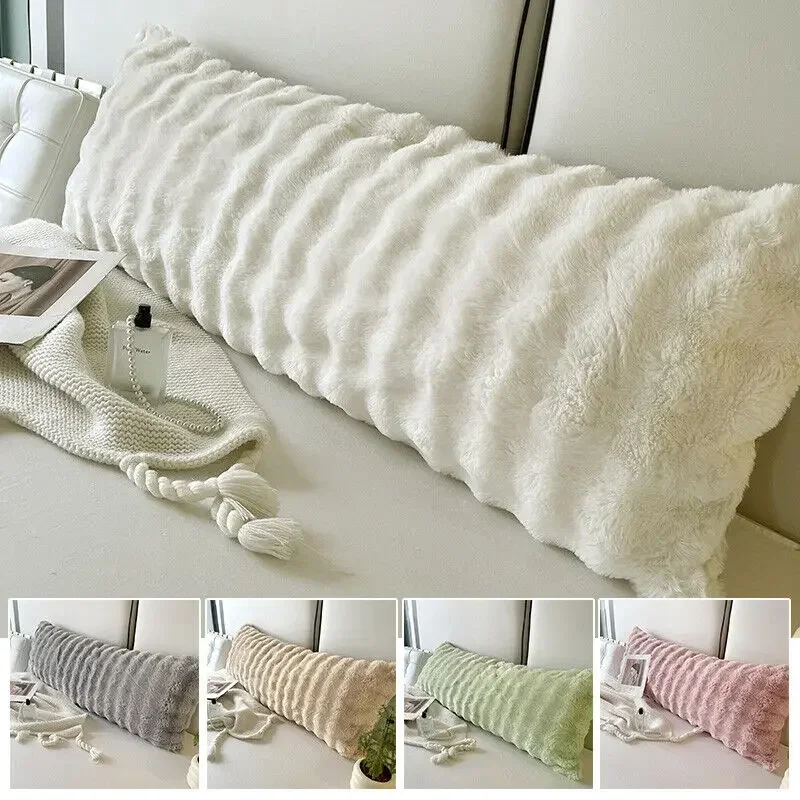 

Winter Faux Rabbit Plush Pillowcase Pillow Cover Long Couch Throw Zipper Couple Skin Friendly Cozy Warmth Duvet Covers