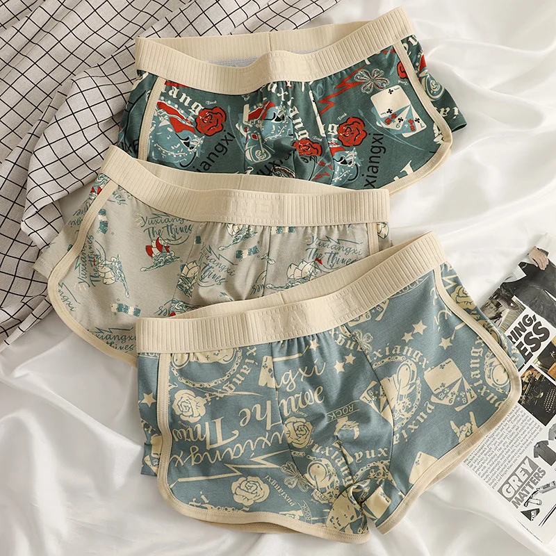 

5pcs/lot,Panties men's pure cotton 2025 new men's panties printed summer antibacterial breathable boys boxers boxers.