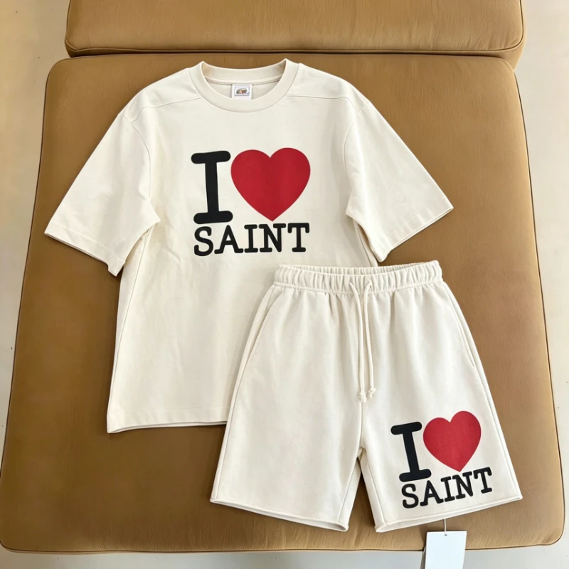 

SAINT Vintage Shorts High Street Streetwear Graphic I LOVE SAINT Print Women Mens Short Pants
