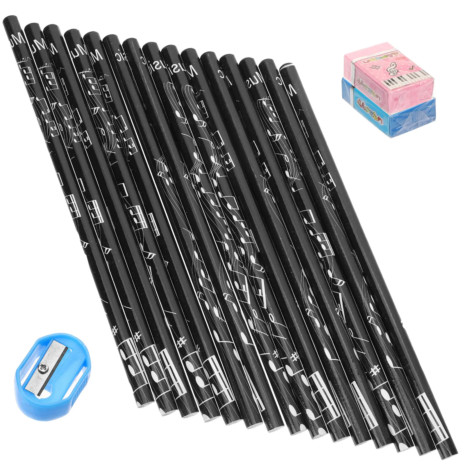 

36pcs Music Note Pencils Kids Students Party Favors School Supplies Birthday Gifts Black Round Wood Handwriting Pencils