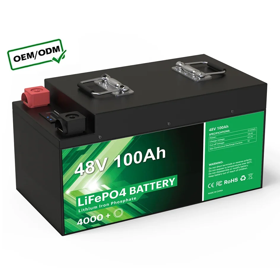 6000 Deep Cycles Max 6 Parallel Built-in 16S 100A BMS 5Kwh Lithium-Akku RV Golf Cart Battery 48V 100Ah LiFePO4 Battery