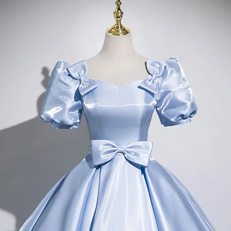 فساتين Quinceanera باللون الأزرق المخصص مع فيونكة للحفلات الراقصة وحفلات أعياد الميلاد وحفلات السهرة للنساء مناسبة رسمية فيستدو دي نوش