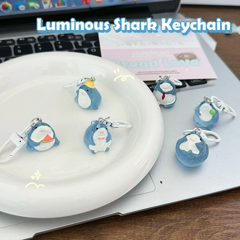 Cute Cartoon Luminous Shark Keychain High Quality Animals Pendant Keychain Fashion Backpack Decoration Accessories Gifts