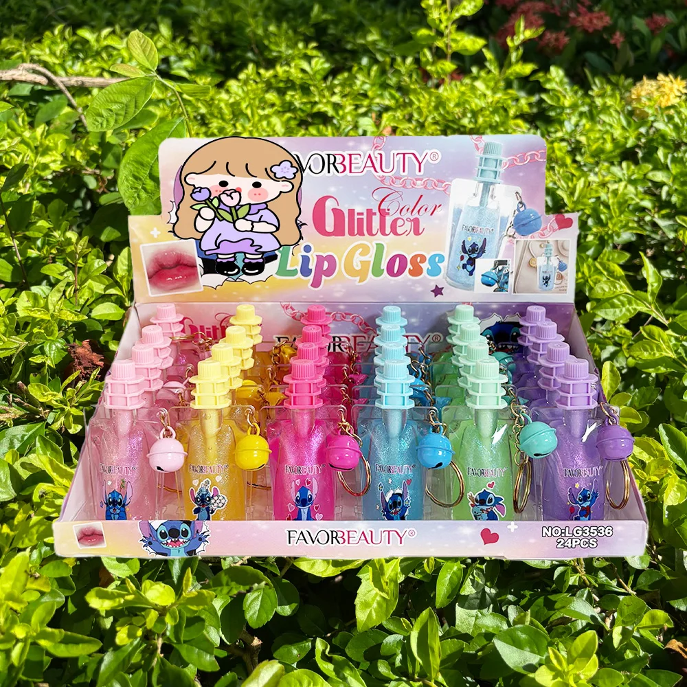 24Pcs Cute Cartoon Roller Ball Lip Oil Set Lip Gloss Girls Woman Waterproof Longlasting Natural Moisturizing Lips Makeup
