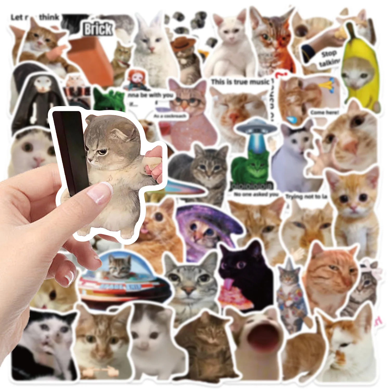 AliExpress ZHUOHUA 10/50PCS  Funny Cats Meme Cute Cartoon Stickers Decals DIY Stationery Laptop Phone Scrapbook Fridge Bike Car Graffiti Toy Gift