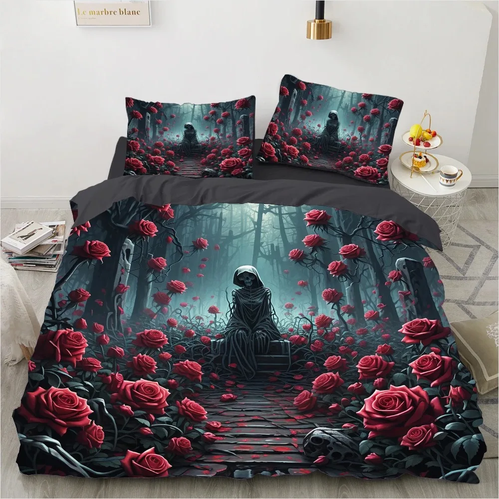 Red Roses Duvet Cover Set Queen Size King Full 3D Bedding Sets Flower Pillowcase QuiltComforter Cover sets Linens Bed 140x200